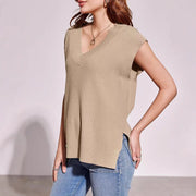 Casual Loose V-Neck Sleeveless Pullover Vest for Women