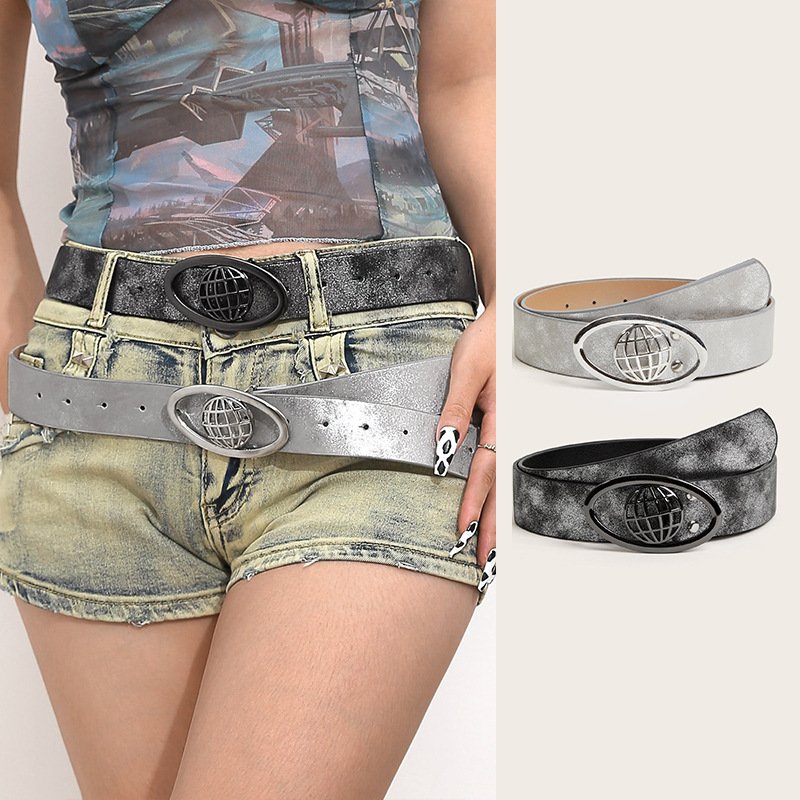 Retro Oval Buckle Belt for Women