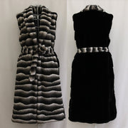 Warm Plus Size Zebra Vest with Faux Fur