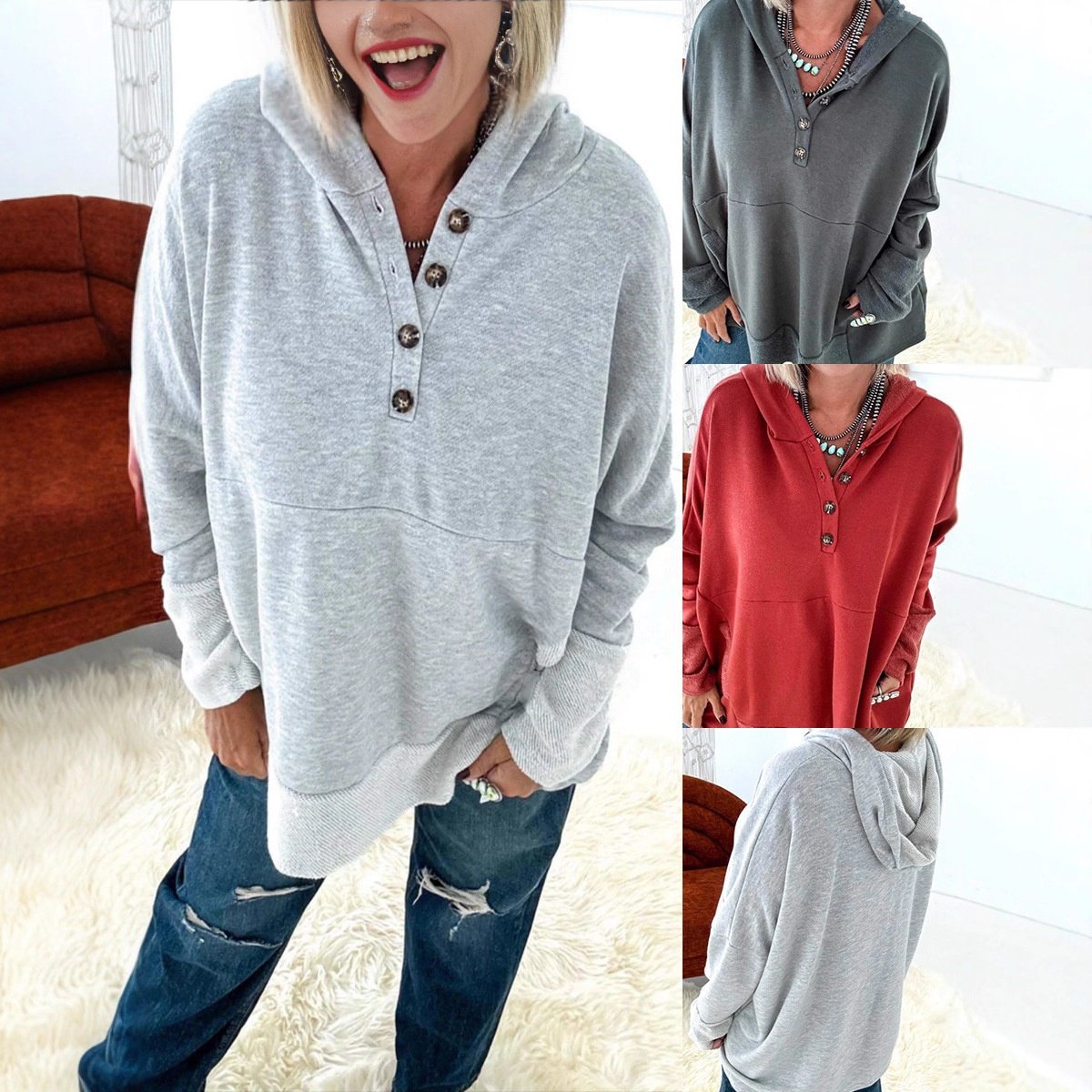 Cozy Loose Fit Hoodie Sweater for Women