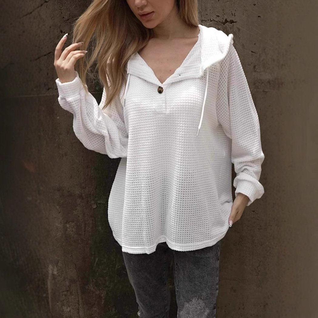 Casual White & Dark Blue Hoodies for Women