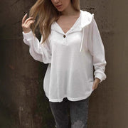 Casual White & Dark Blue Hoodies for Women
