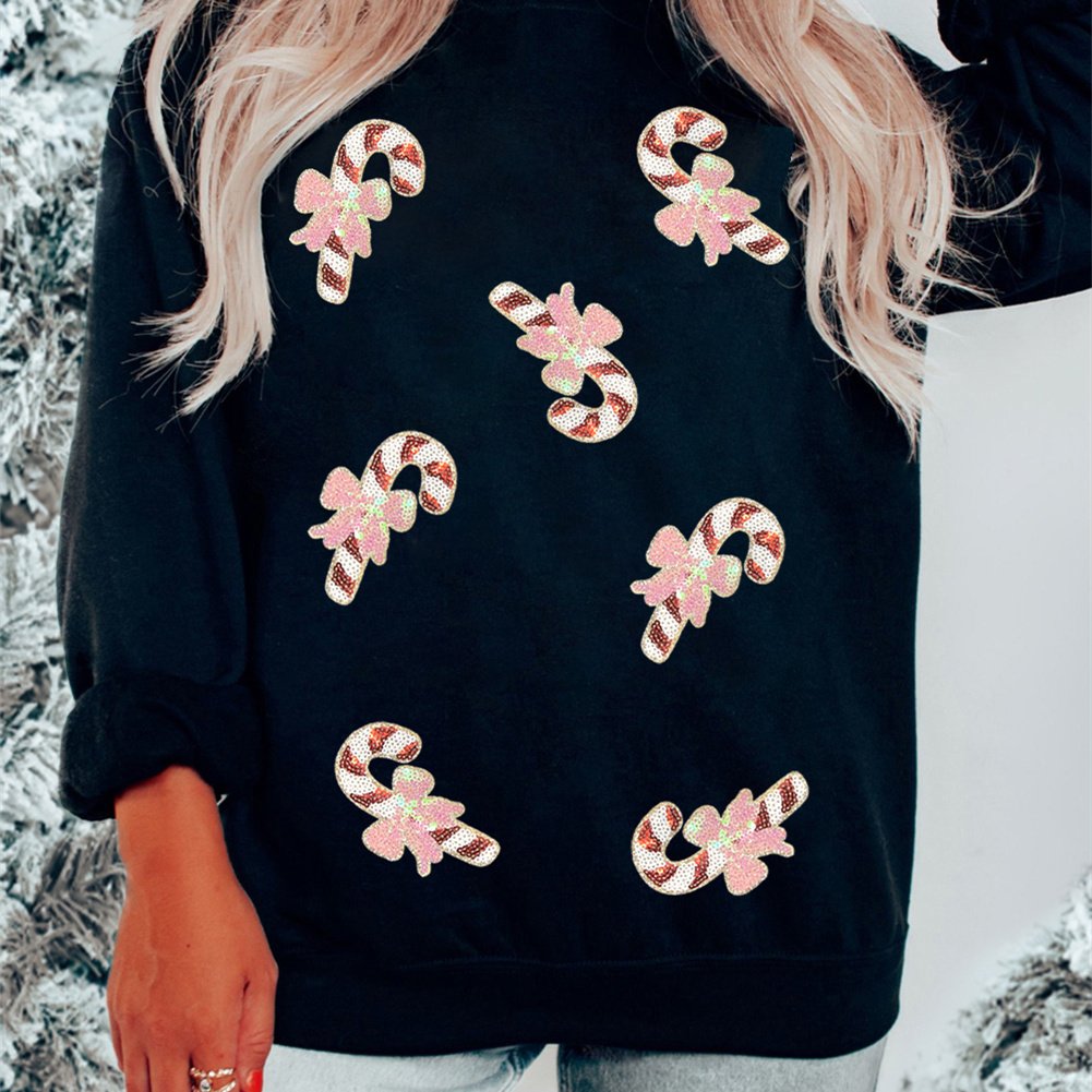 Candy Sequin Casual Sweatshirt for Women