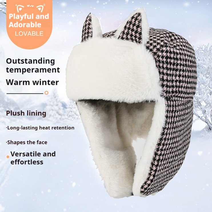 Warm Cat Ears Ushanka Hat for Cold Weather