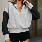 Gray & Black Hoodie with Half Zip - Chic Casual Wear