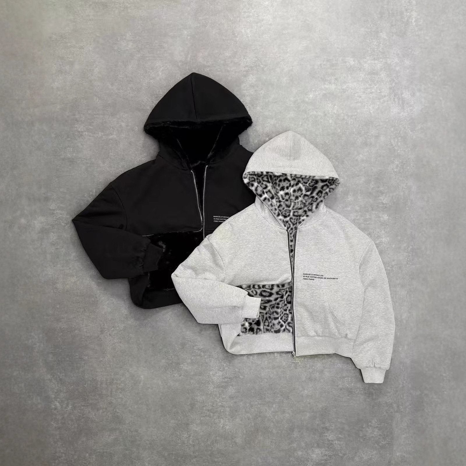 Versatile Leopard Print Hoodie Zip-Up for Women