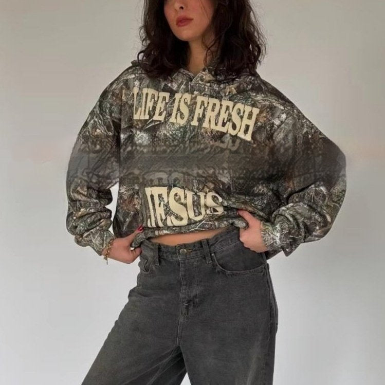 Camouflage Hoodie Long-sleeved Sweater for Women