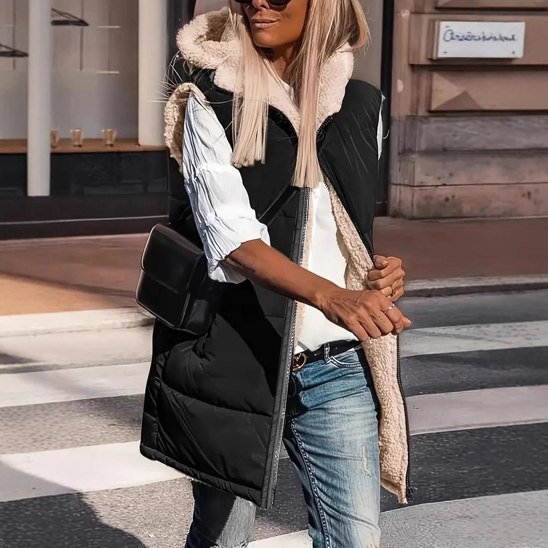 Elegant Slim Fit Hooded Cardigan Vest for Women