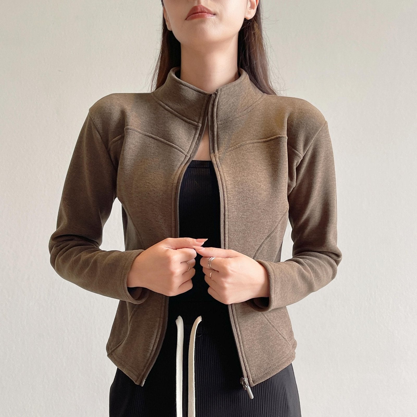 Women's Velvet Thickening Hoodie Coat in Cashmere Blend