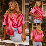 Elegant Striped Button Cardigan Vest for Women