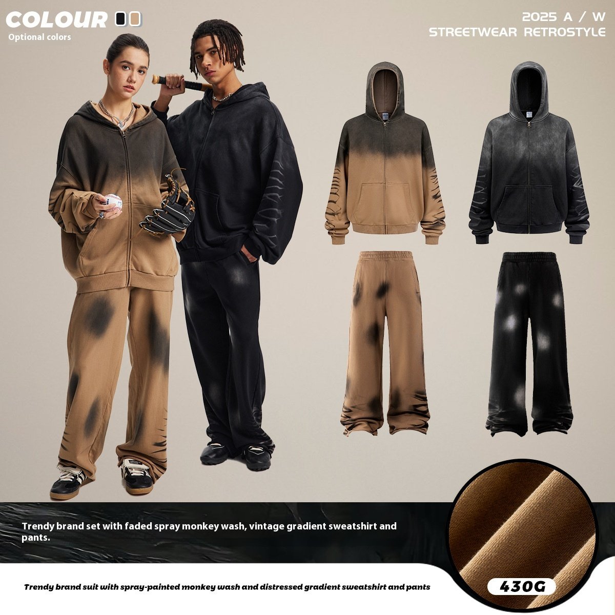 Gradient Hooded Sweater Pants for Men