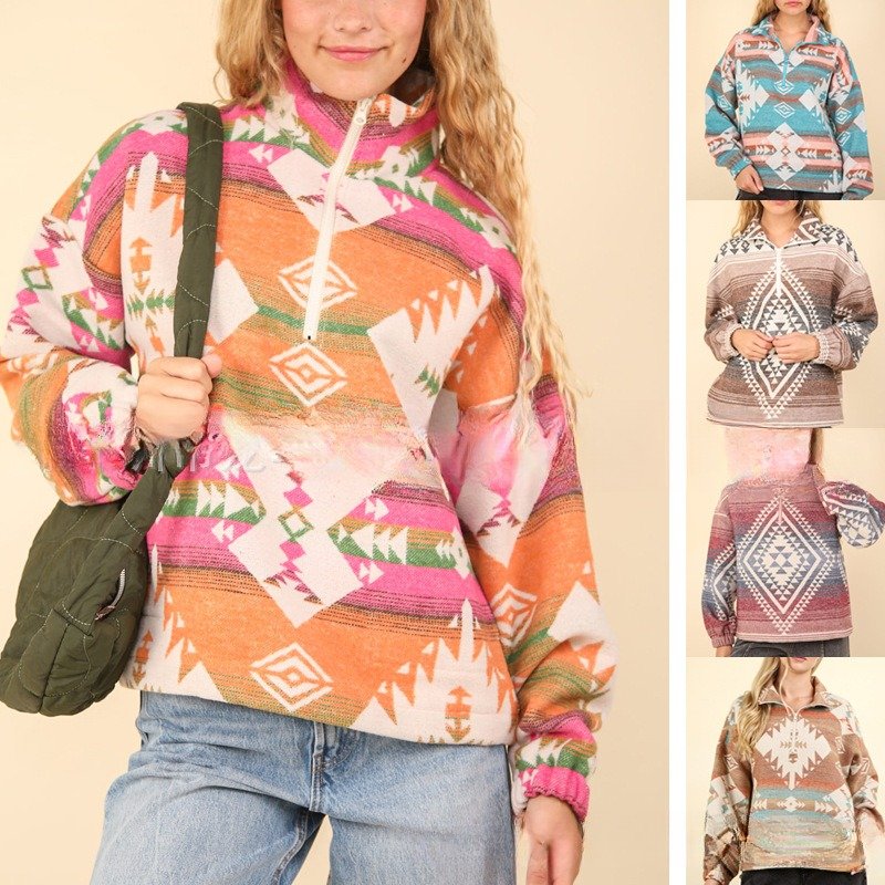 Cozy Retro Floral Sweater for Women