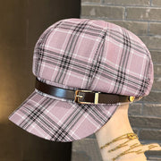 Retro Plaid Octagonal Hat for Women