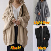 Cozy Hooded Sweater for Women - Loose Fit Zipper Pullover