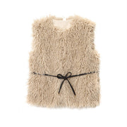 Luxury Faux Fur Vest for Women - Khaki