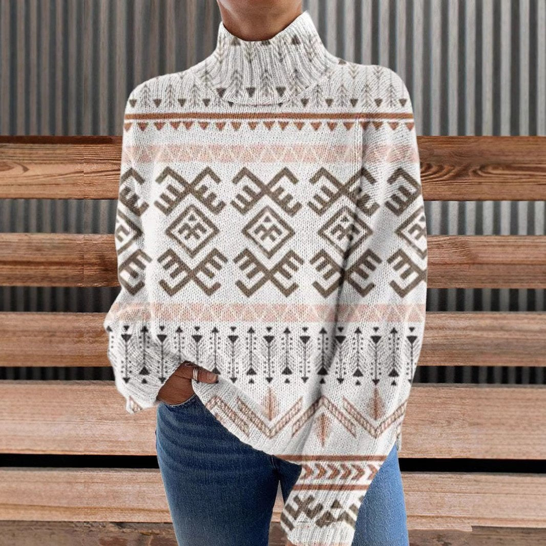 Cozy Striped Turtleneck Sweater for Women