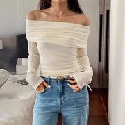 Chic Off-The-Shoulder Long Sleeve Tube Top