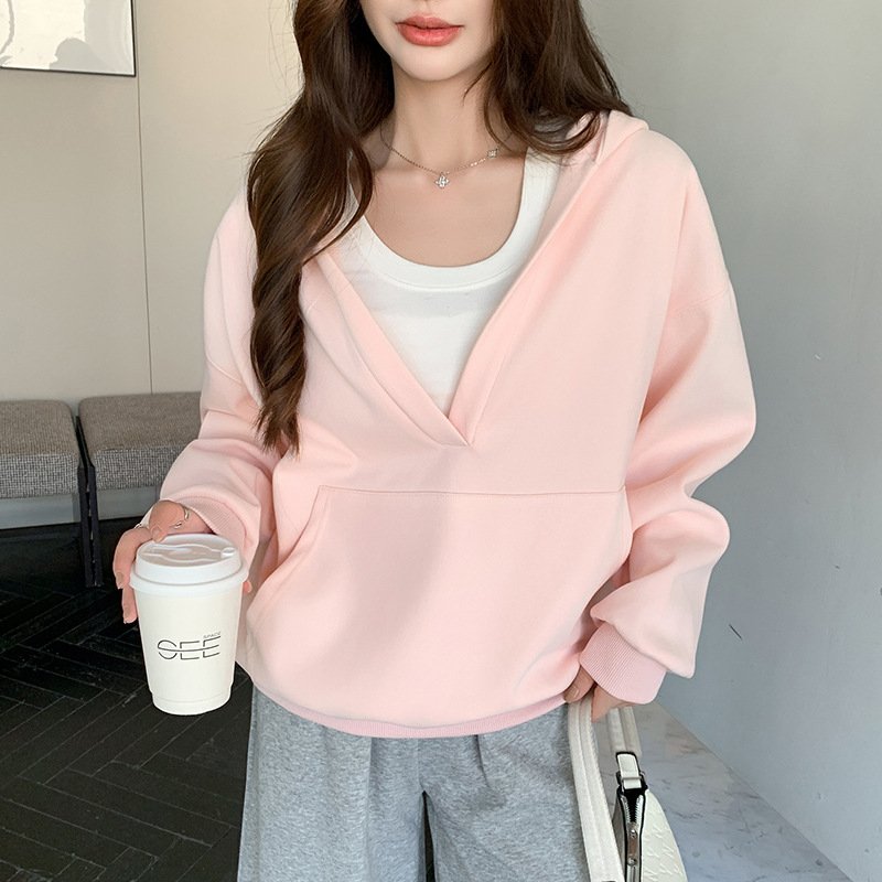 Cozy V-Neck Hoodie Coat for Women Spring & Autumn