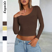 Slim Fit Long Sleeve Solid Top for Women
