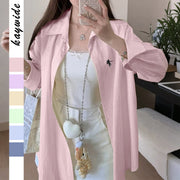 Casual Striped Long-Sleeve Cotton Women's Shirt