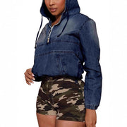 Retro Denim Motorcycle Coat for Women