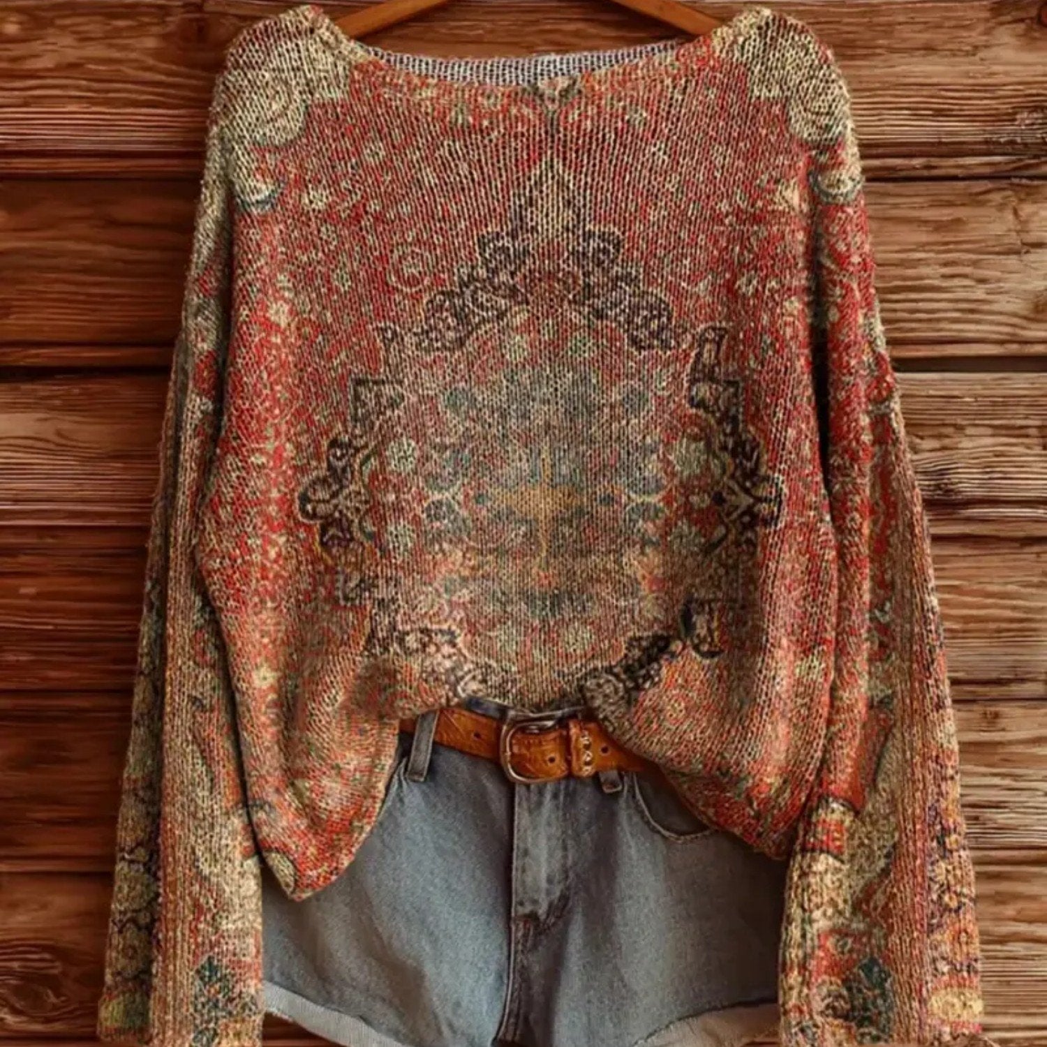 Chic Printed Long-Sleeve Women's Top