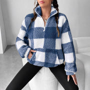 Cozy Plaid Sweater for Women - Casual Loose Fit
