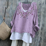 Casual 3D Floral Print Long-Sleeve Pullover Shirt
