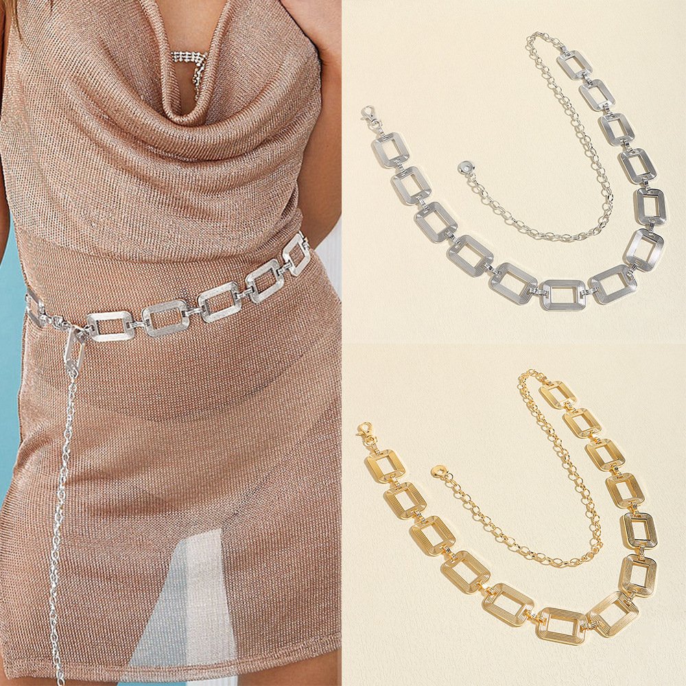 Gold Silver Metal Hip Hop Waist Chain for Women
