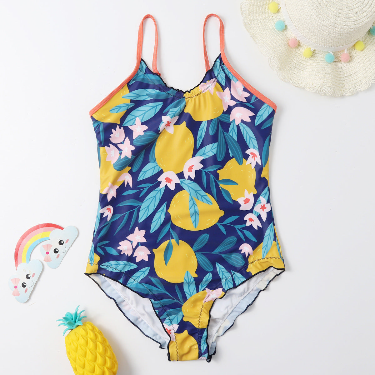 Girls' Stretchy Leopard Print One-Piece Swimsuit