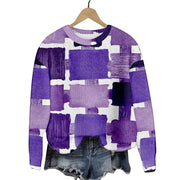 Geometric Color Block 3D Sweater for Women