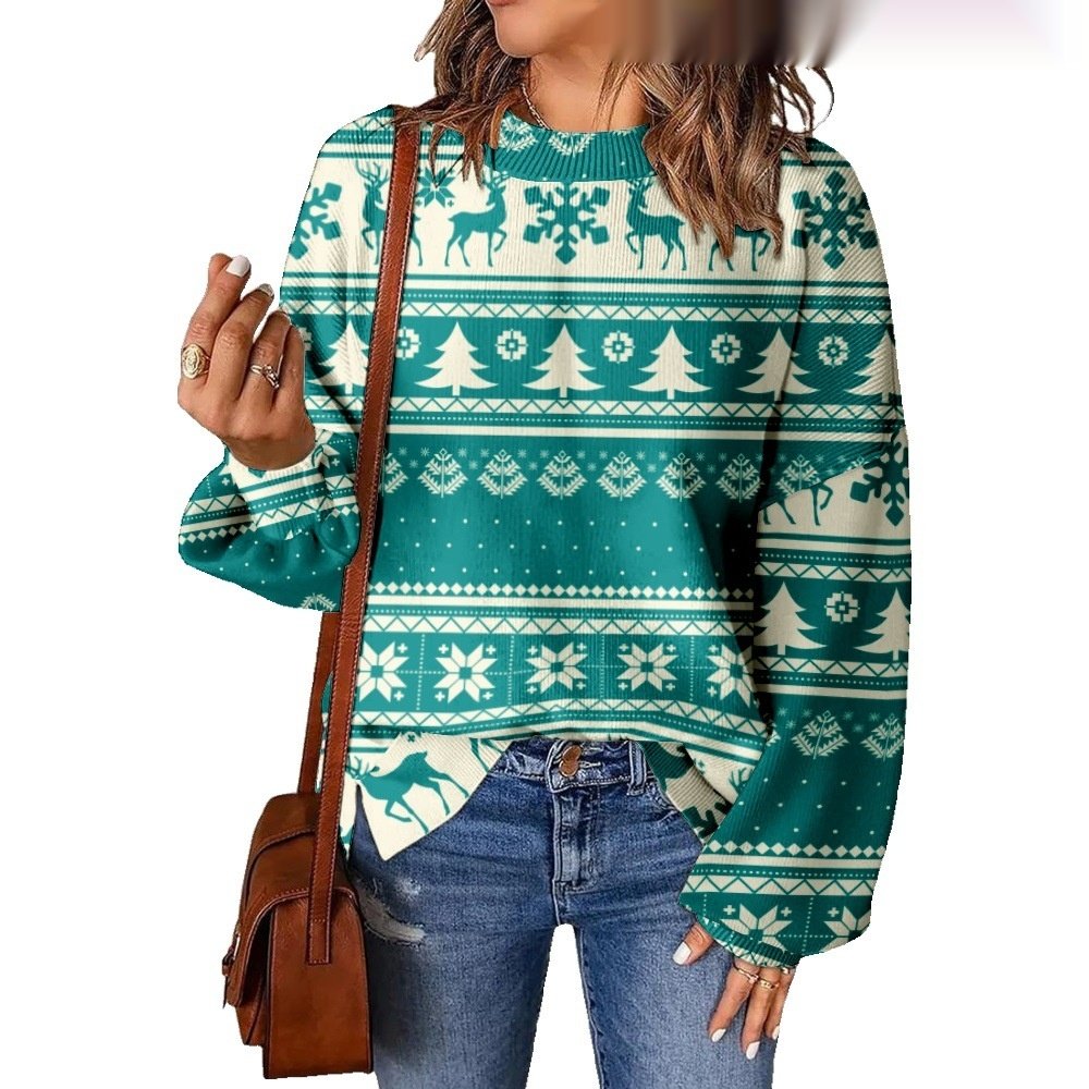 Fashion Round Neck Sweater for Women - Loose Fit Pullover