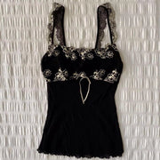 Lace Sling Top for Women - Slim Fit, Black
