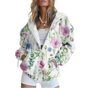 Cozy 3D Printed Full-zip Cardigan Sweatshirt for Women