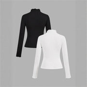 Women's Ruffled Slim Knit Long-Sleeve Shirt