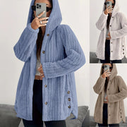 Women's Loose Plush Hooded Coat