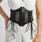 Retro Style Wide Belt with Zipper Buckle