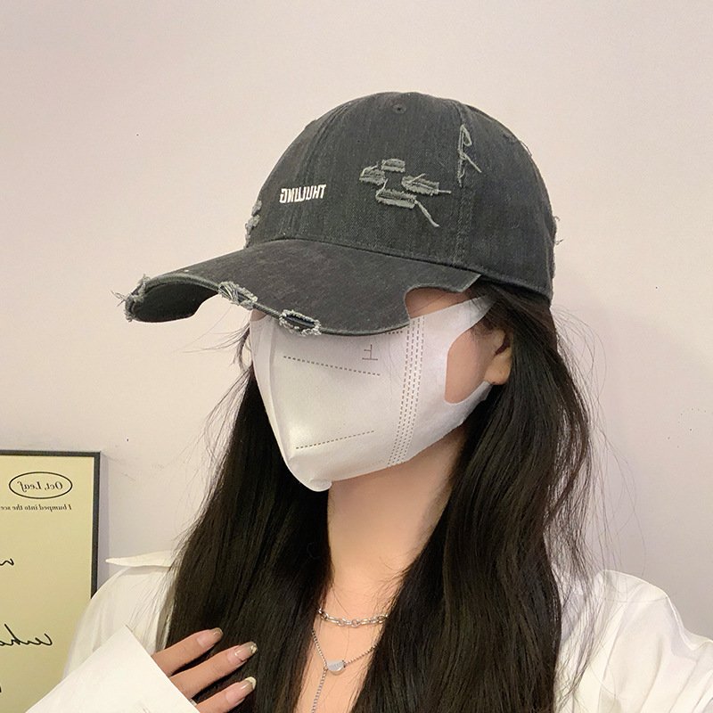 Retro Washed Ripped Baseball Cap for Women