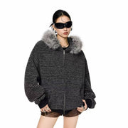 Cozy Vintage-Style Fur Collar Cardigan Sweater for Women