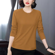 Comfortable Women's Solid Long-Sleeve Loose Bottoming Top
