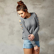 Chic Off-Shoulder Long Sleeve Solid Knit Sweater