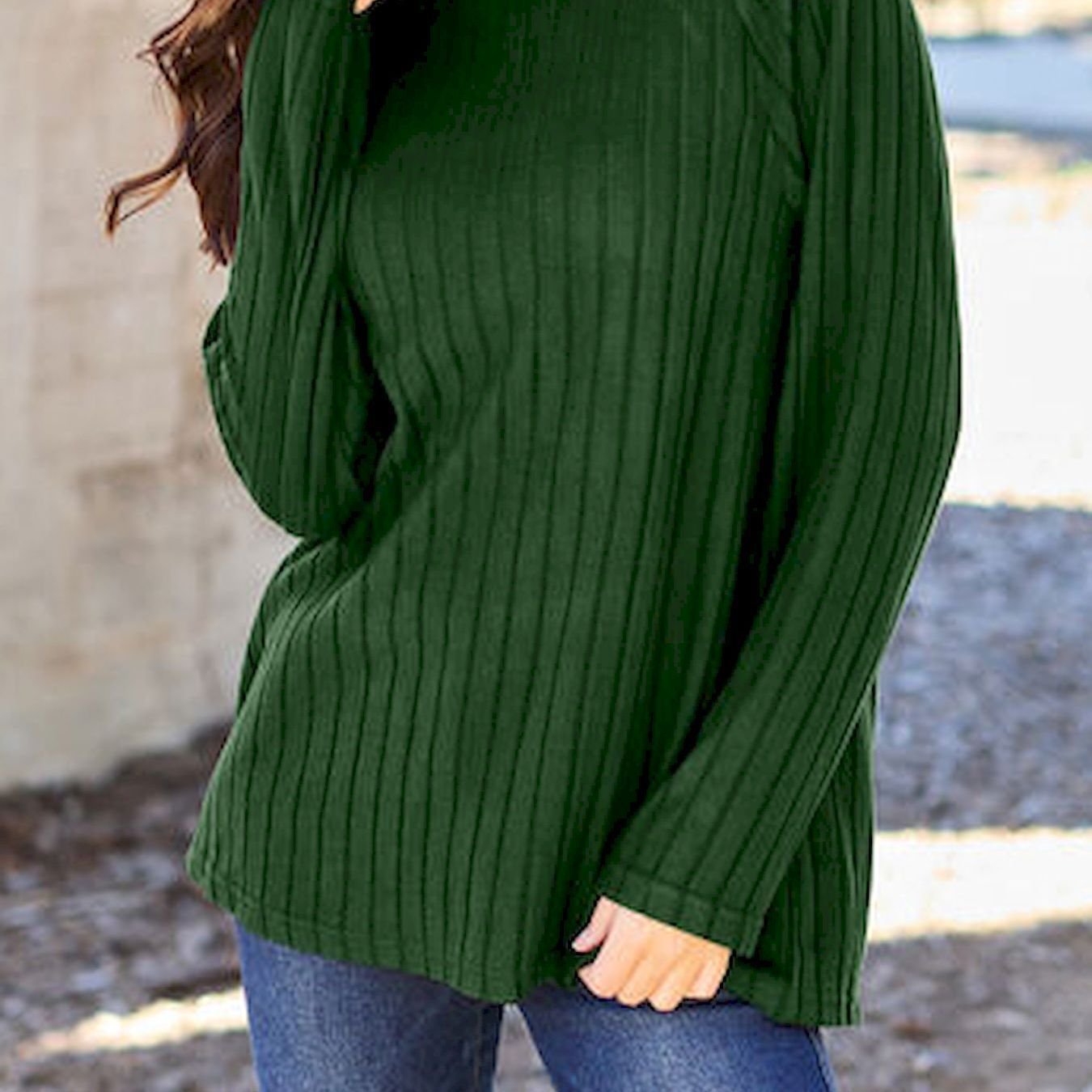 Soft Ribbed Round-Neck Long-Sleeve Knitted Top