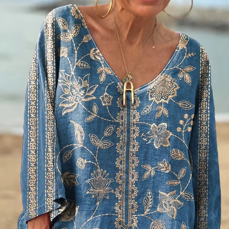 Floral Print Long Sleeve Casual Top
