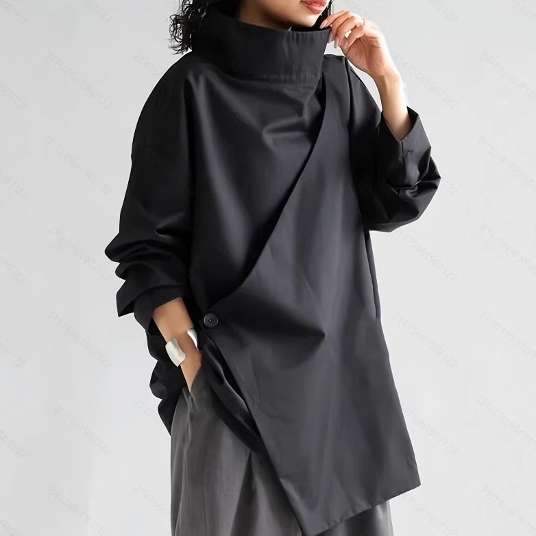 Dark Gothic Cascading Collar Long Sleeve Shirt