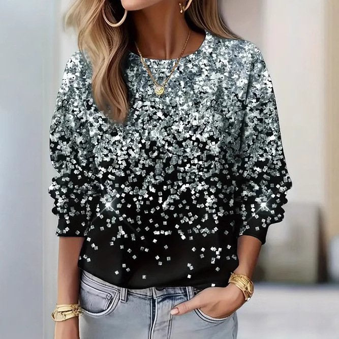 Chic Printed Long Sleeve Women's Casual Top
