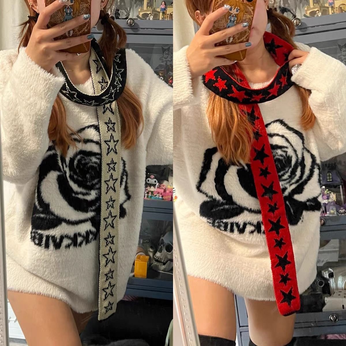 5-Pointed Star Knitted Scarf for Women