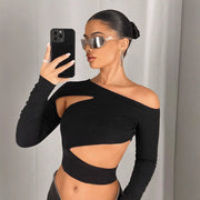 Sexy Off-The-Shoulder Slim Fit Cropped T-Shirt