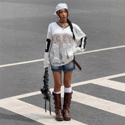 Women's Loose Lace V-Neck Sweatshirt