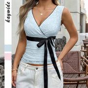 Blue & Pink Lace Sling Vest for Women