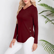 Women's Curved Hem Long Sleeve Slim Fit Top